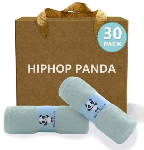 Vista 24 de HIPHOP PANDA Toallitas para bebé, rayón hecho de bambú - 2 capas ultra suaves y absorbentes, toallita facial de baño para recién nacidos - toallitas