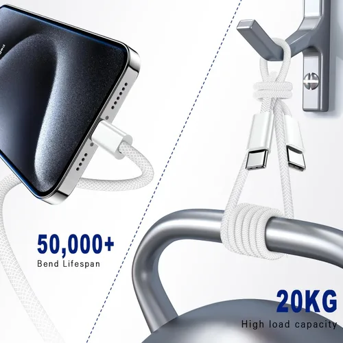 Vista 6 de VOTY Cable USB C 3A de carga rápida de 3 pies, cable de carga USB C a USB C trenzado para Samsung Galaxy A10e A20 A50 A51 A71, S20 S10 S9 S8 Plus