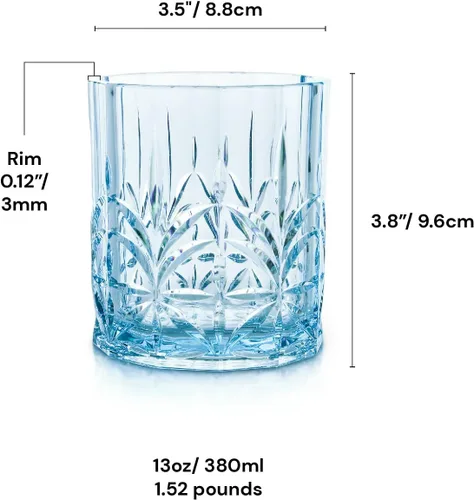 Vista 7 de BELLAFORTE - Vaso corto irrompible de plástico Tritan, juego de 4, 13 oz - Vasos de bebida de corte de cristal irrompibles Myrtle Beach al