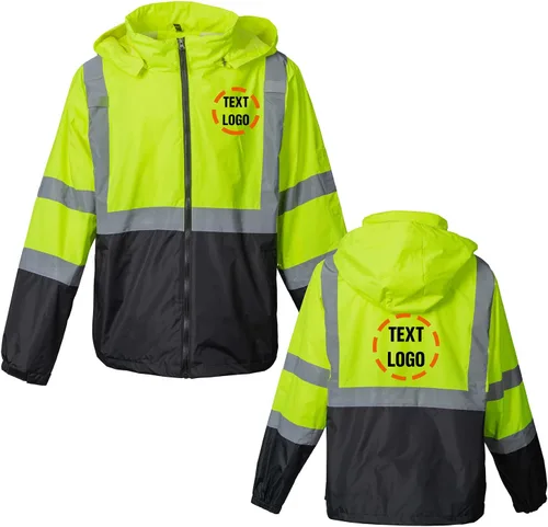 Vista 8 de Chaqueta reflectante de seguridad de alta visibilidad para hombres Hi Vis chaquetas de construcción Negro