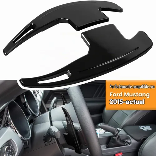 Vista 2 de Cubierta extendida para palanca de cambios de volante para Ford Mustang 2015 2016 2017 2018 2019 2020 2021 2022 2023 Accesorios de decoración Negro