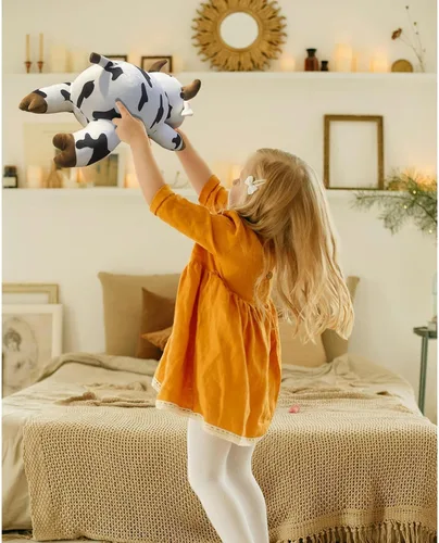Vista 7 de Almohada de Peluche de Vaca - Vaca de 19.6 Pulgadas Animal de Peluche - Regalo de Cumpleaños, Navidad, San Valentín para Niños, Adultos, Niños, Niñas