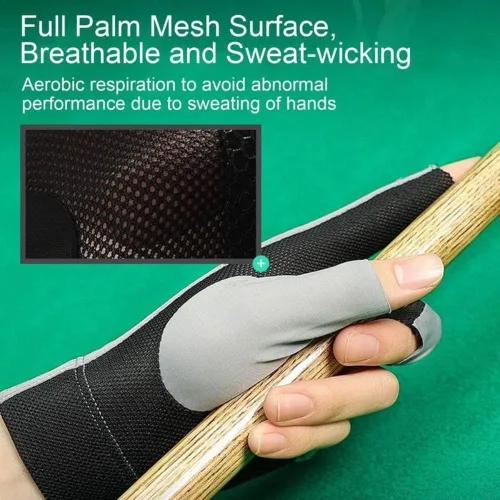Vista 5 de Gofidin 2 guantes de piscina transpirables, de elastano, para mano izquierda, tres dedos, accesorios de entrenamiento de billar