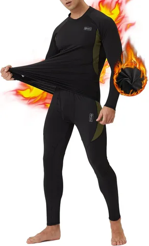 Vista 9 de CL convallaria Conjunto de ropa interior térmica para hombre con bragueta, capa base larga para invierno, equipo de caza, parte superior e inferior