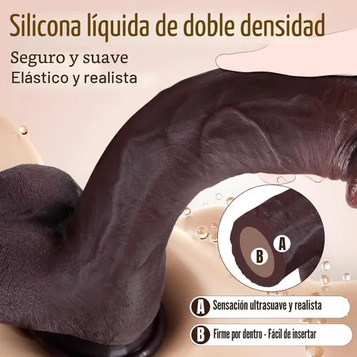 Vista 4 de Sex Toys - Consolador grande realista – Juguete sexual de 10.8 pulgadas de silicona marrón curvado, consoladores gigantes de doble capa para punto G