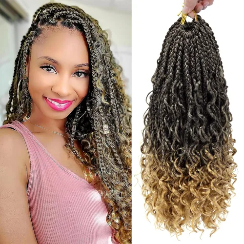 Vista 25 de Goddess Box Braids 1B3330 - Trenzas de ganchillo bohemias de 10 pulgadas para mujeres negras, paquete de 7 paquetes de trenzas bohemias preenlazadas