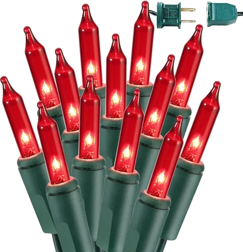 Vista 12 de BrizLabs Luces de Navidad transparentes, 50 unidades, luces incandescentes blancas cálidas, mini cadena de luz conectable, luces de árbol de Navidad