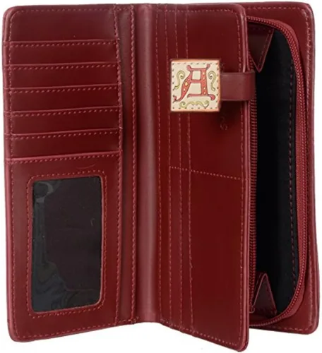 Vista 2 de Shag Wear Bolso de mano de piel sintética vegana para mujer con cierre de cremallera alrededor (Literatura, rojo), Rojo -, Cartera de viaje