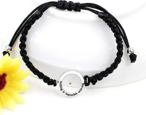 Vista 4 de Uloveido Woven Braided Rope Mustard Seed Bracelet Inspirational Handmade Christian Bracelet Adjustable String Faith Gift
