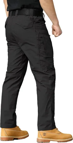 Vista 3 de CARWORNIC Pantalones tácticos ligeros para hombre, pantalones cargo militares, resistentes al agua, para senderismo, trabajo