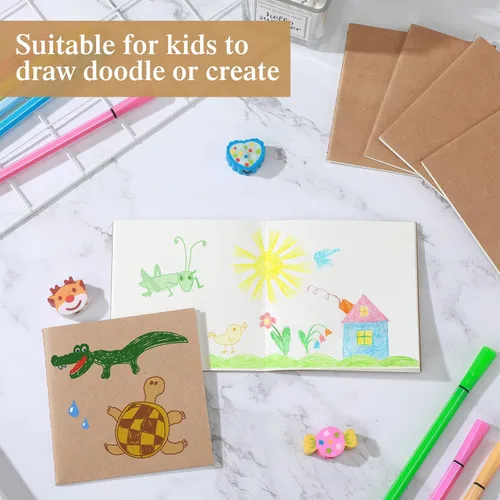 Vista 5 de Thenshop 100 cuadernos pequeños de bolsillo a granel, bloc de notas pequeños de 4 x 4 pulgadas con páginas en blanco y a rayas, diarios compactos