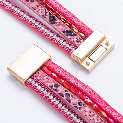Vista 66 de FANCY SHINY - Pulsera de cuero estilo bohemio, pulsera de cuentas de cristal con cierre magnético, regalos de joyería para mujer