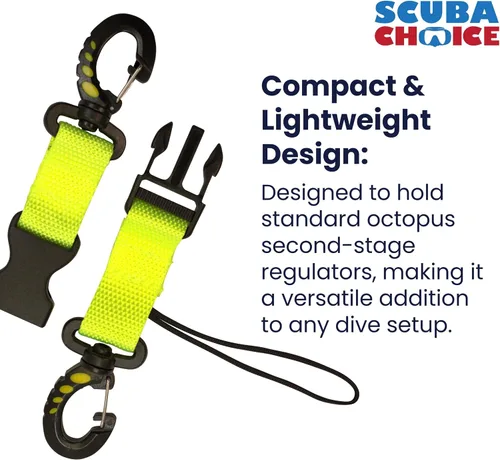 Vista 2 de Scuba Clips Lanyard with Dual Clips and Quick Release Buckle, Scuba Accessory for Diving, Dive Clip for Equipment Essentials Amarillo