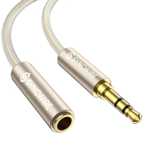 Vista 9 de Syncwire Cable de extensión de audio estéreo de 3.5 mm macho a hembra [Sonido Hi-Fi] [Conector chapado en oro] Cable de extensión AUX trenzado