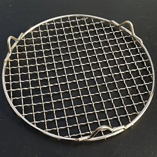 Vista 3 de Rejilla de enfriamiento redonda de acero inoxidable con alambre cruzado para parrilla con 3 patas para cocinar hornear al vapor (8.25 pulgadas)