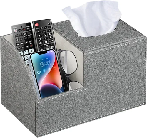 Vista 12 de Funda cuadrada de piel sintética para caja de pañuelos – Soporte multifuncional para caja de pañuelos, cubierta de caja de pañuelos