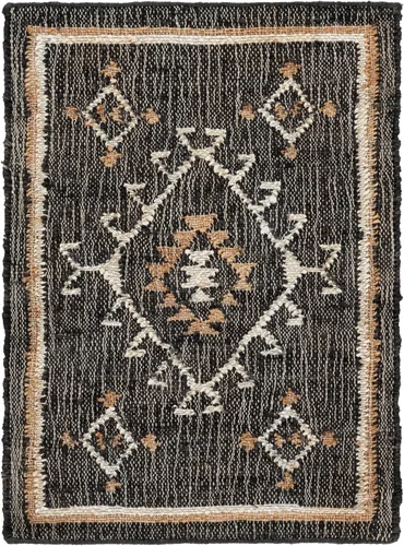Vista 2 de SAFAVIEH Kilim Collection - Alfombra decorativa de 2 x 3 pies, color negro y marfil, yute de tejido plano hecho a mano, ideal para zonas de alto