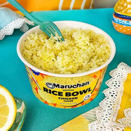 Vista 5 de Maruchan Tazón de arroz instantáneo, sabor a pollo, guarnición rápida y fácil para microondas o comida para niños, estudiantes y familias ocupadas