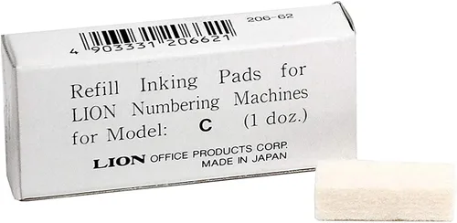 Vista 2 de Lion Almohadilla de tinta de repuesto para máquinas de numeración automáticas modelo A, 12 almohadillas/caja, 1 caja (PAD-A)