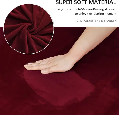 Vista 144 de NICEEC Funda para sofá biplaza, súper suave, 1 pieza, color rojo vino, elástica, universal, de elastano, para sala de estar, fácil ajuste, lavable