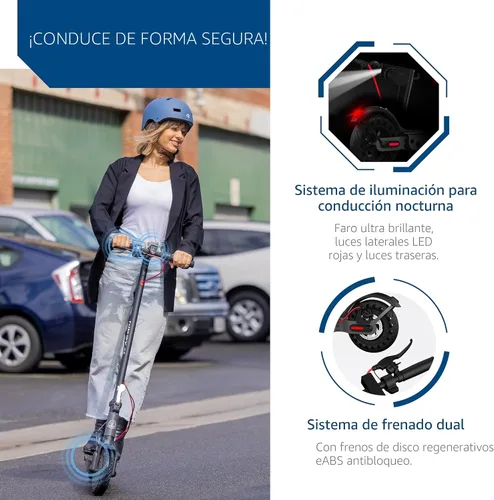 Vista 5 de Hiboy S2 Electric Scooter - 8.5" Solid Tires - Up to 17 Miles Long-Range & 19 MPH Portable Folding Commuting Scooter for Adults with Double Braking
