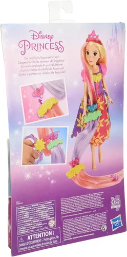 Vista 2 de Disney Muñeca de moda Rapunzel Hair de corte y estilo, juguete con extensiones de cabello, tijeras de juego, accesorios