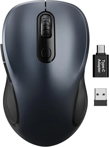 Vista 10 de Trueque - Ratón inalámbrico para laptop, ratón de computadora ergonómico de 2.4GHz con botones de atrás y adelante, 3 niveles de DPI ajustables, 6