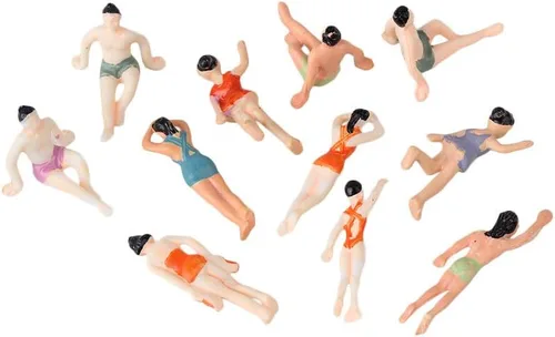 Vista 2 de 1:75 Multicolor ABS sin pintar en miniatura Beach People Figures Mini People Pack de 20
