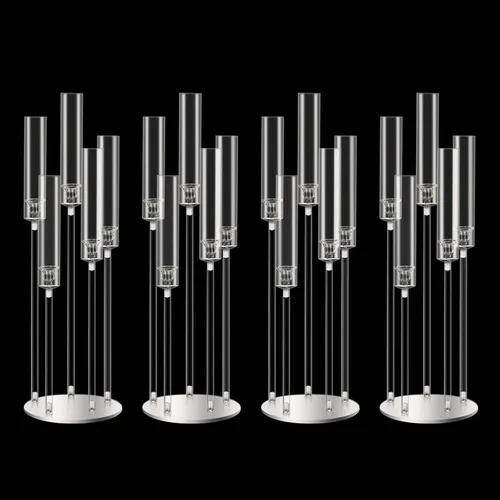 Vista 15 de Centros de mesa de candelabro negro de 35 pulgadas, 10 piezas, para mesas, 5 brazos, centros de mesa de boda para decoraciones