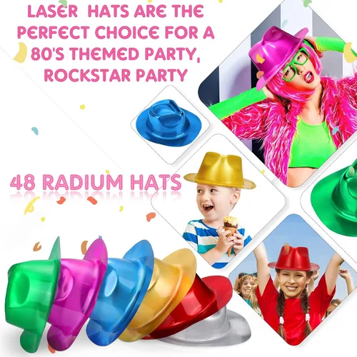 Vista 4 de Handepo 48 sombreros de vaquera de Halloween a granel, disfraz de cosplay metálico, suministros de fiesta para adultos