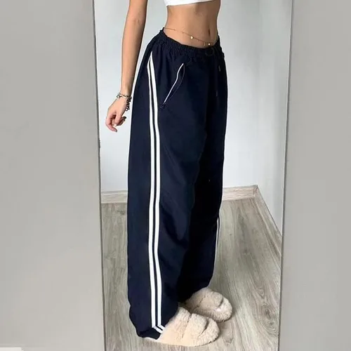 Vista 5 de Pantalones de pista Y2k Mujeres Pantalones holgados Y2k Pantalones de paracaídas Y2k Ropa Y2k Pantalones Y2k Mujer