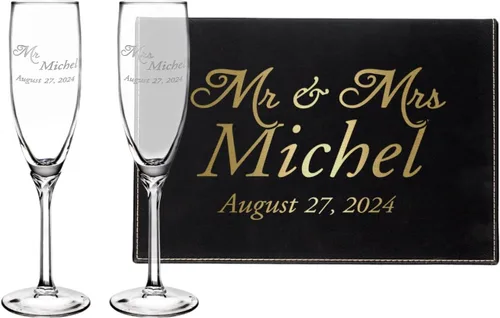 Vista 18 de Copas de champán personalizadas para boda, copas de brindis de aniversario, copas de boda, señor y señora, regalo de boda, copas de champán