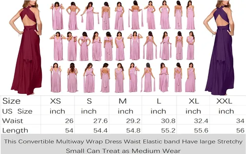 Vista 6 de A.dasi Vestido largo convertible de múltiples vías para mujer, sin espalda, vestido largo de cóctel