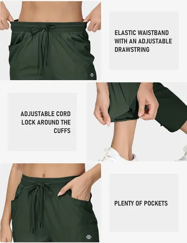 Vista 4 de MoFiz Pantalones de senderismo para mujer, ligeros, de secado rápido, con bolsillos con cremallera