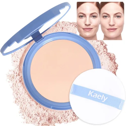 Vista 12 de evpct Polvo facial prensado para control de aceite, compacto para mujeres, base de maquillaje translúcida para mujeres, impermeable, de larga 01