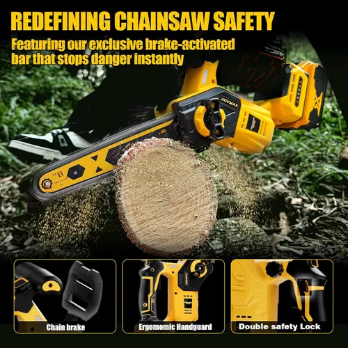 Vista 7 de Motosierra inalámbrica de 8 pulgadas para batería Dewalt de 20 V MAX, motosierra eléctrica de poda sin escobillas con batería de 4.0 Ah, motosierra