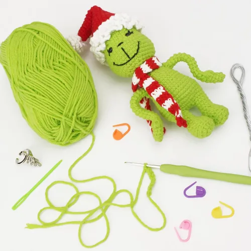 Vista 5 de Kit de ganchillo ALODNY para principiantes, kit de ganchillo navideño para principiantes adultos, juego de ganchillo y agujas con videotutoriales