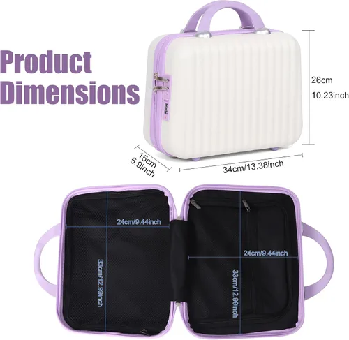 Vista 5 de Estuche de tren de maquillaje de 14 pulgadas, carcasa rígida portátil, estuche de viaje para cosméticos ABS con bloqueo de seguridad, caja