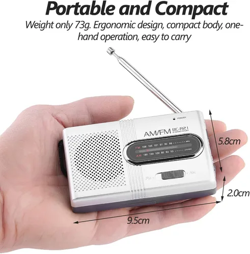 Vista 7 de Radio estéreo - AM/FM, funciona con batería, antena telescópica, altavoz grande, conector para auriculares