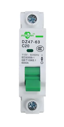 Vista 9 de Interruptor de Circuito en Miniatura AC, 1 Polo 6 Amp, 120/240VAC, Interruptor de Montaje en Riel DIN de 6kA con Desconexión Térmica Magnética