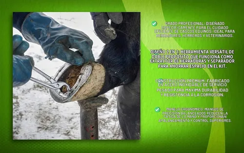 Vista 4 de Extractor y esparcidor de zapatos de caballos de herradura, herramienta de casquillo de acero inoxidable resistente para herradura, herramientas