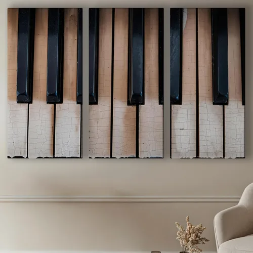 Vista 29 de LuxeWood Arte de Pared Musical en Lienzo - Impresiones Temáticas Musicales Medianas y Grandes para Sala de Estar, Oficina, Estudio, Airbnb