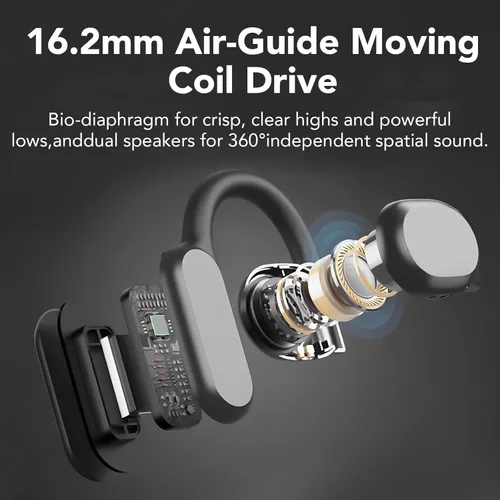 Vista 3 de Auriculares Bluetooth 5.3 de oreja abierta, auriculares inalámbricos deportivos sobre auriculares integrados 4 micrófonos con ganchos