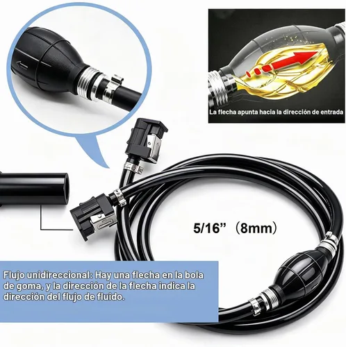 Vista 5 de Tnisesm Conjunto de línea de combustible de 5/16" 6 pies, con conector de goma marina para motor fuera de borda de barco, RVs, conjunto