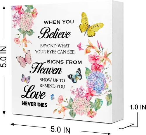 Vista 2 de Letrero de madera con texto en inglés «When You Believe Beyond What Your Eyes Can Se», decoración inspiradora de madera con diseño de flores