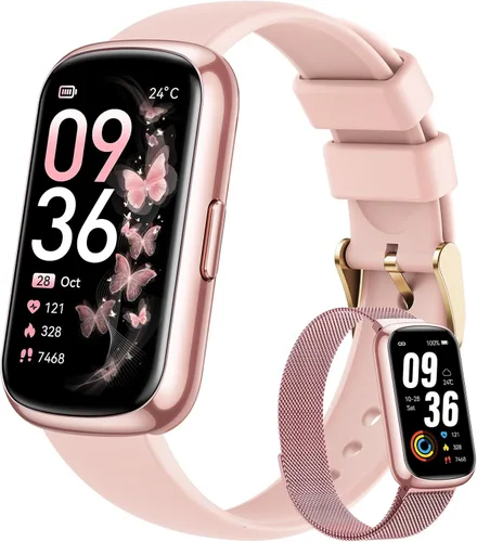 Vista 9 de Rastreador de actividad física para mujer: rastreador de actividad física con monitor de frecuencia cardíaca 24/7 SpO2, rastreador de pasos