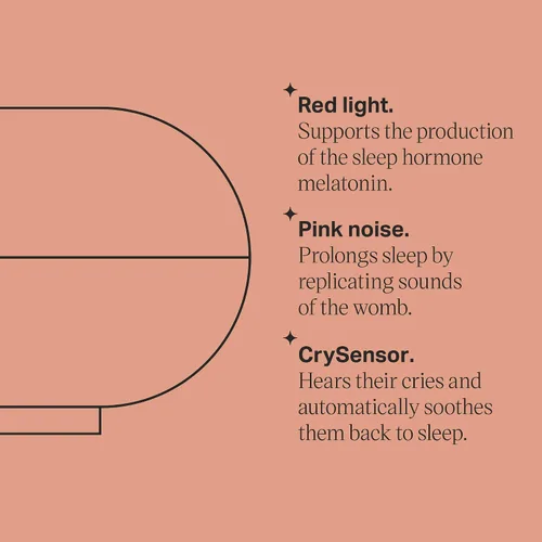Vista 5 de Tommee Tippee Dreammaker Baby Sleep Machine Pink Noise Sound Machine, luz roja de la noche científicamente probada, Smart CrySensor