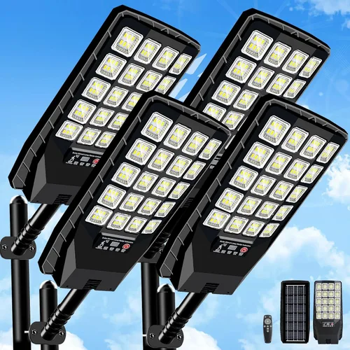 Vista 8 de Paquete de 2 farolas solares impermeables para exteriores, 6500 K, 20000 lúmenes, gran angular, luz de inundación con sensor de movimiento y control