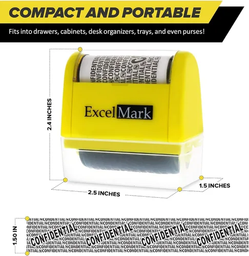 Vista 2 de ExcelMark Sello de protección contra robo de identidad rodante con juego de tinta de repuesto, 3 botellas de tinta de recambio