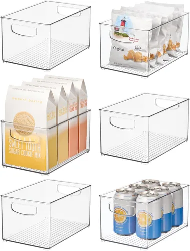 Vista 12 de iDesign - Contenedor apilable de plástico transparente, organizadores de cocina y almacenamiento para refrigerador y despensa Organizadores